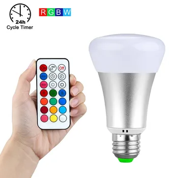 

10W E27 RGB LED Bulb Light RGB+Warm White/White Color IR Remote Controller 12 Colors changing lighting Home Decoration lighting