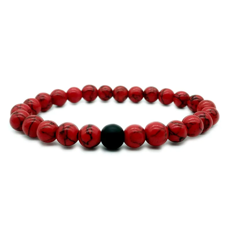 2 шт./компл. пары расстояние браслет классический натуральный камень красный и черный Инь Ян бисерные браслеты для мужчин женщин Рождественский подарок