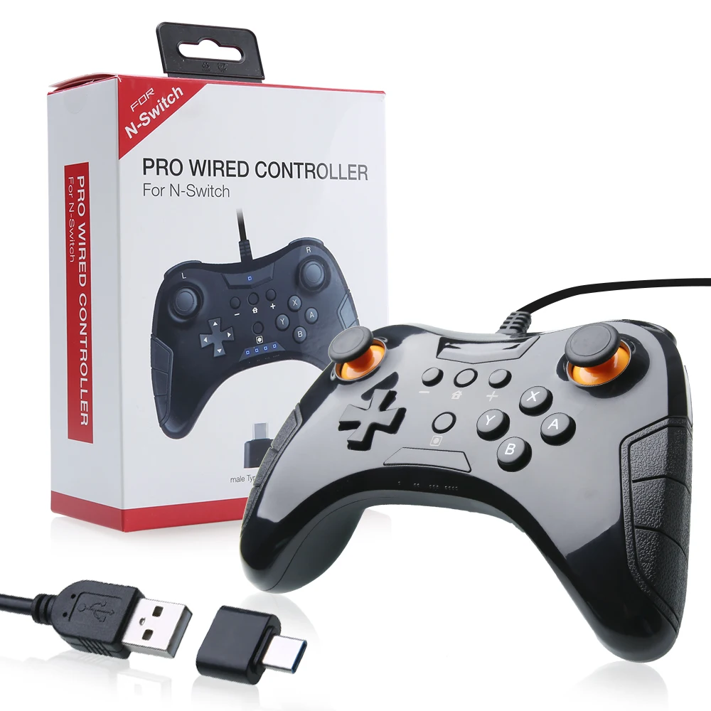 

For Nintendo Switch TNS-901 Pro USB Cable Wired Game Controller Gamepad+male Type-C to USB adapter