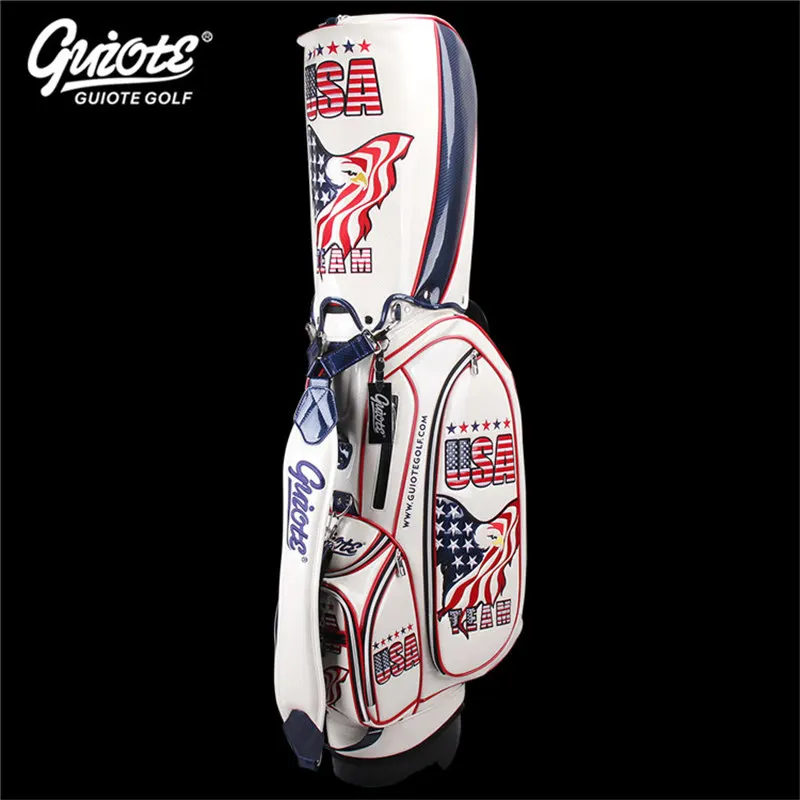 UAS Eagle Golf Stand Bag PU Leather Golf Carry Bag With Rainhood Embroidery Design 8-way 9" Size For Men Women