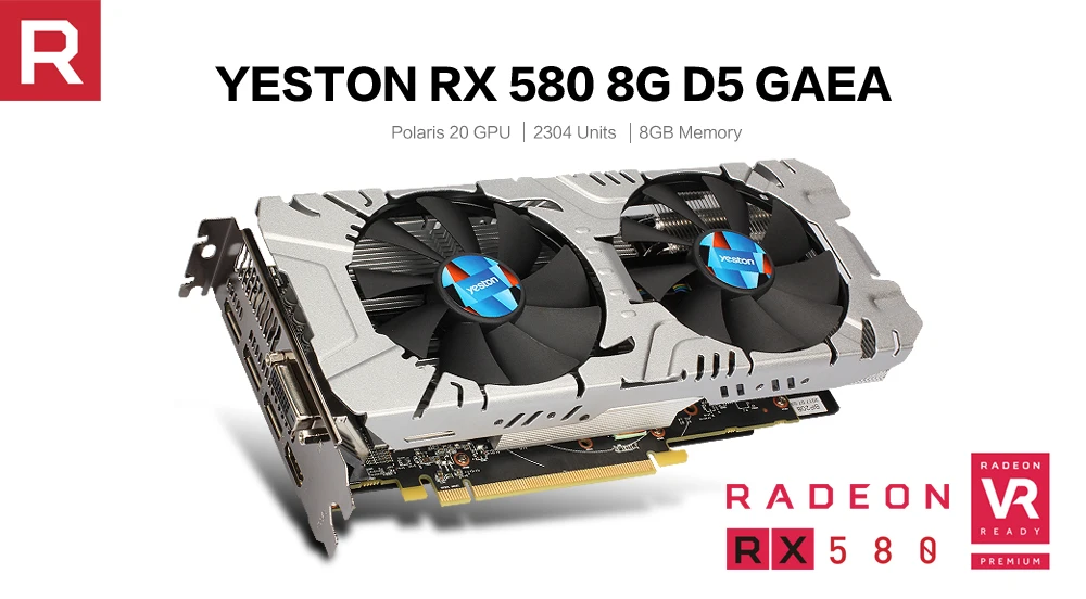 Yeston Radeon RX580 8 ГБ GDDR5 PCI Express x16 3,0 видеоигровая видеокарта внешняя видеокарта для рабочего стола