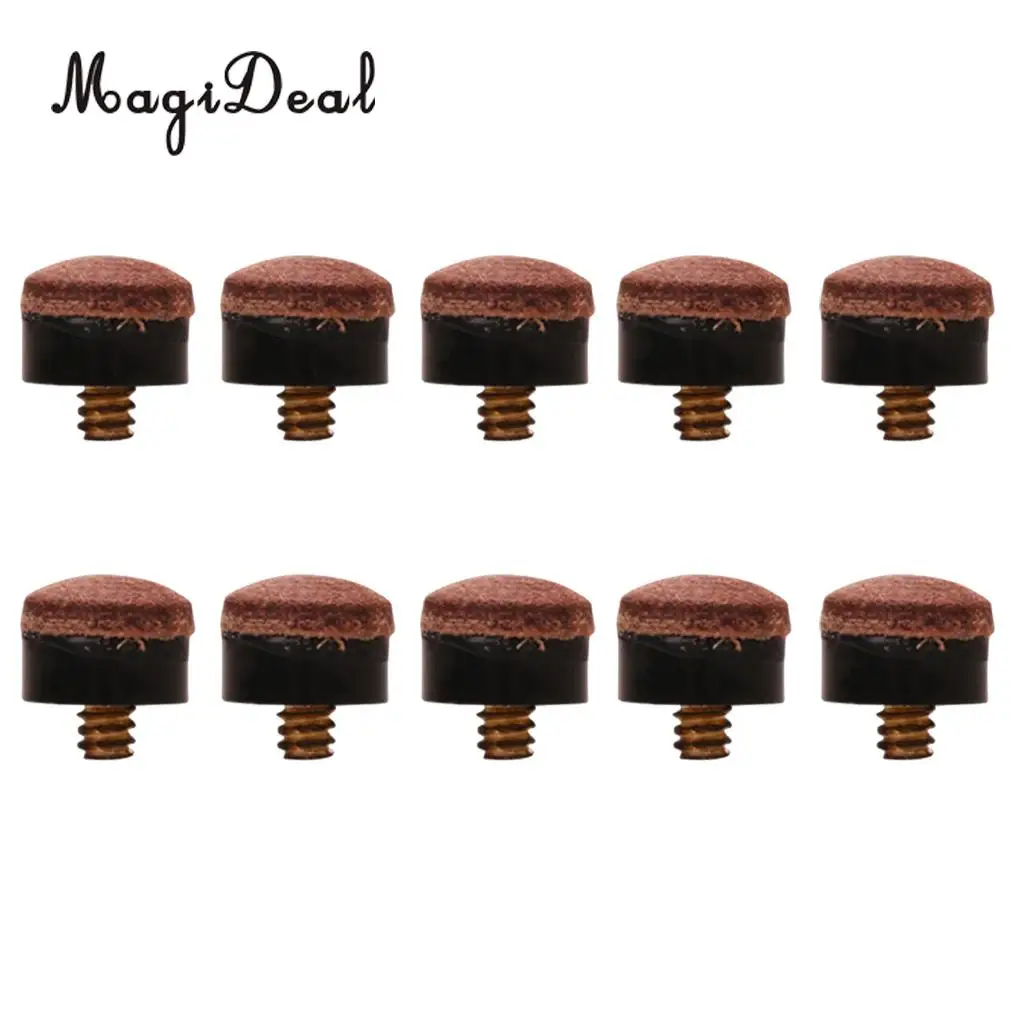 MagiDeal High Quality Premium 10Pcs 12mm Billiards Screw-On Pool Cue Replacement Repair Tips for Professional Snooker Lover Gift