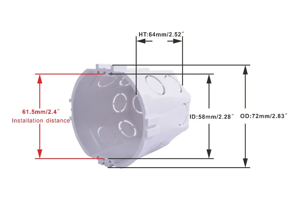 ЕС светильник розетка круглая распределительная коробка для монтажа в стену для встроенного внутреннего монтажа