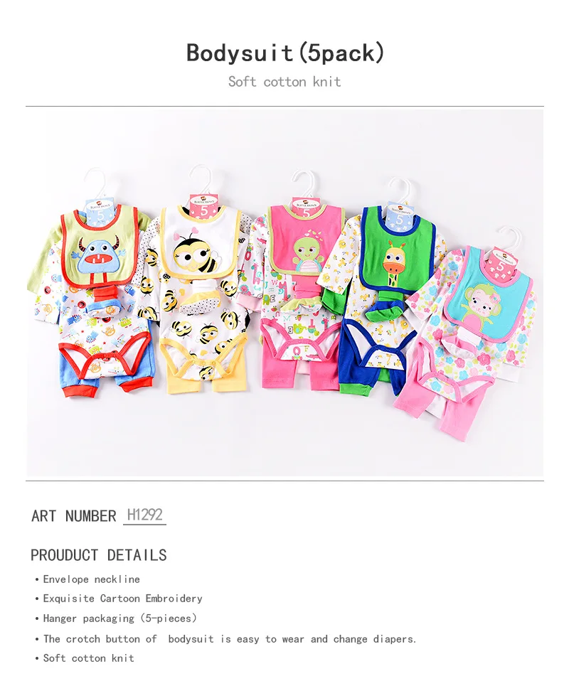Новинка года, комплекты одежды для малышей хлопковый костюм для новорожденных мальчиков и девочек с изображением пчелы 5 предметов, комбинезон с длинными рукавами+ штаны+ обувь+ комбинезон, комплект одежды для младенцев