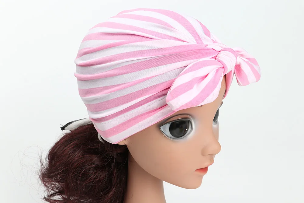 Полосатые индийские шляпы детские для девочки Детские Тюрбан повязки на голову аксессуары для детей повязки на голову украшения для волос банданы