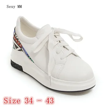

Flats Women Loafers Trainers Breathable Shoes Girl Casual Skate Walking Flat Platform Shoes Plus Size 34 - 40 41 42 43