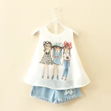 2017 summer brand suit for children girls fashion baby girl chiffon vest shorts set clothes toddler