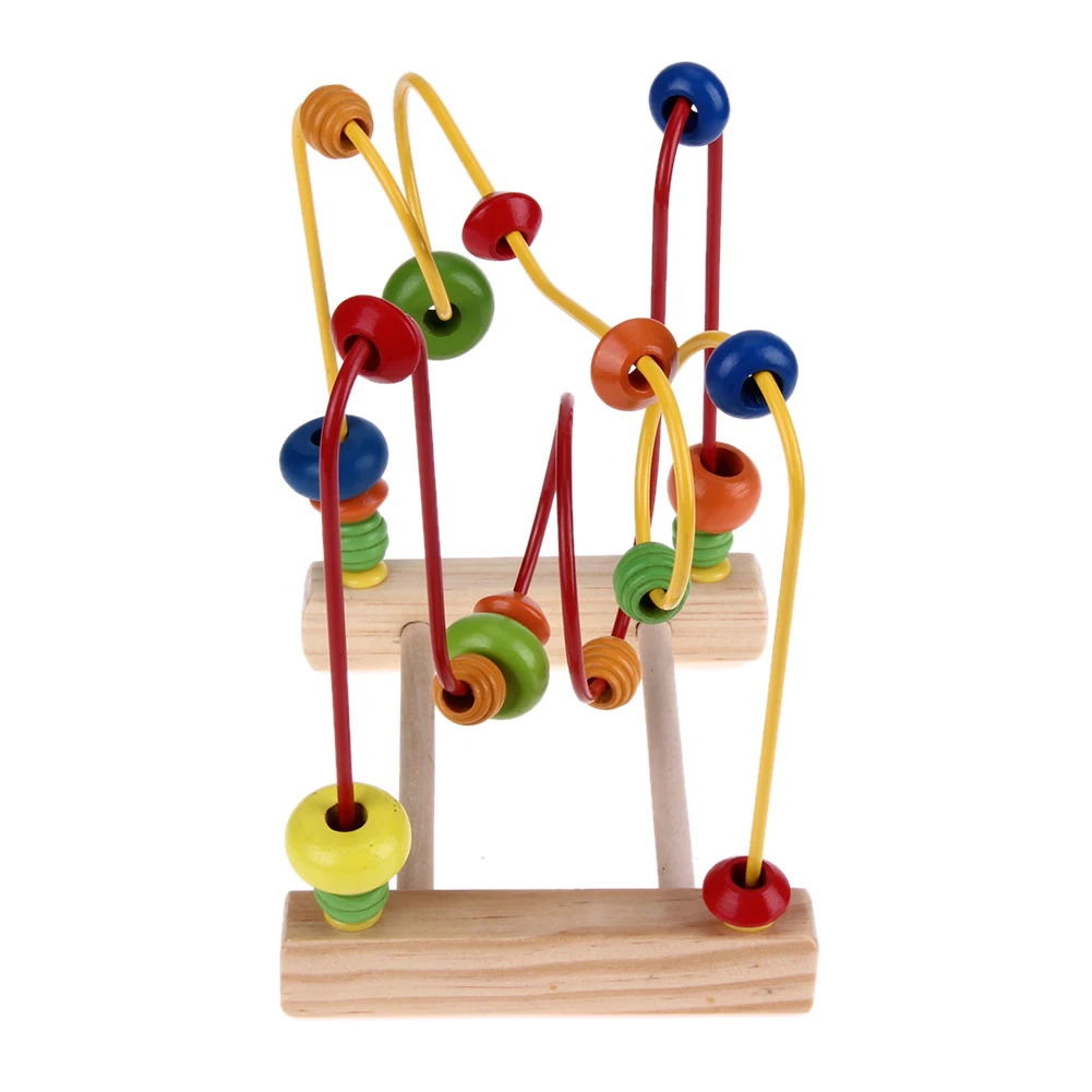 Wooden Baby Math Toys Counting Circles Bead Abacus Wire Maze Roller Coaster Around Beads Wire Maze Educational Toys 