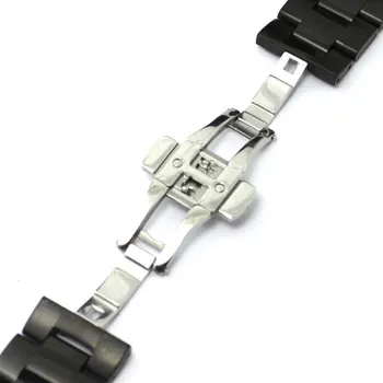 

Watch Strap 22mm Bracelet Black Stainless Steel Mesh Polished Butterfly Clasp GD013922