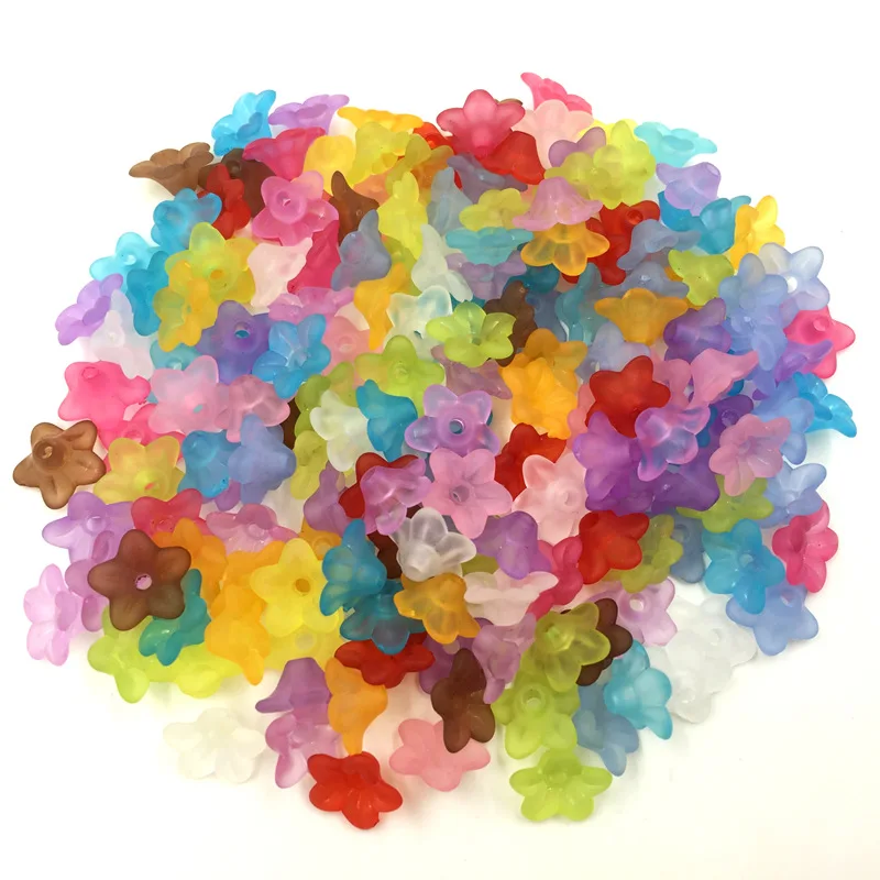 200Pcs Spacer Beads Flower Acrylic Mixed Colors Jewelry DIY Findings 9x4mm