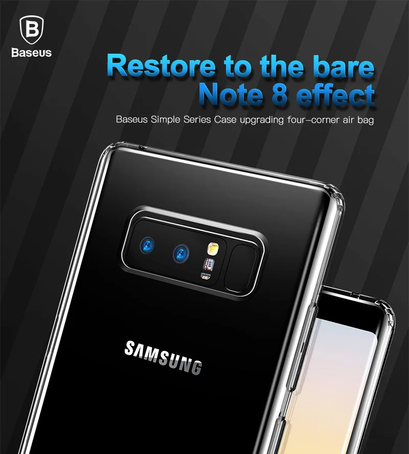 baseus soft clear tpu case for samsung galaxy note 8 phone case ultra thin transparent case cover protective case capas funda