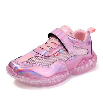 

Kids Breathable Sneakers for Girls Summer Sports Shoes Bright Color PU Leather + Mesh Fabric Casual Teenage Outdoor Shoes 25-36