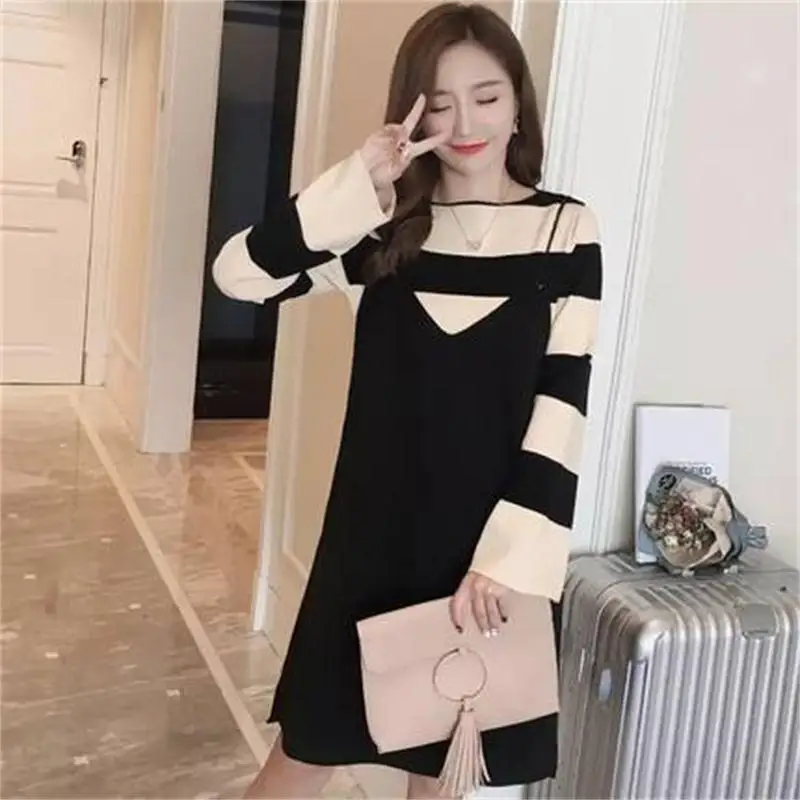 

Maternity wear 2018 fashion new two-piece spring and autumn shirt long-sleeved dress ropa mujer