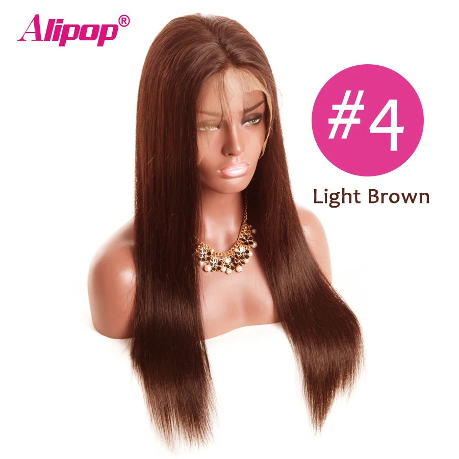#2 #4 Color hair Brazilian Lace Front Human Hair Wigs ALIPOP Lace Front Wig Straight Human Hair Wigs Natural Hairline 10-26 (2)