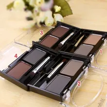 Rumah Ibu Eyeshadow Kue Makeup 2 Warna Tahan Air Alis Bubuk Eye Shadow Mata Brow Palet + Sikat Alis Penambah(China)