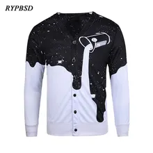 Черно-белые забавные мужские куртки с 3d принтом Pour Milk, пальто, Осенний однобортный Кардиган с v-образным вырезом, верхняя одежда для колледжа