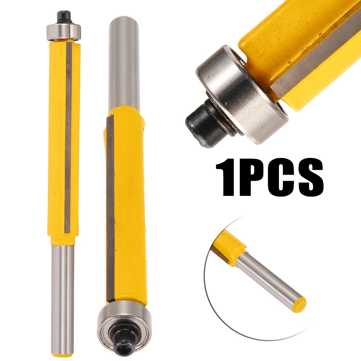 Extra Long Dual Flush Trim Straight Router Cutting Diameter Bit 1/4" Shank 3/8" Extra Long Dual Flush Trim Straight Router Cutting Diameter Bit 1/4" Shank 3/8"