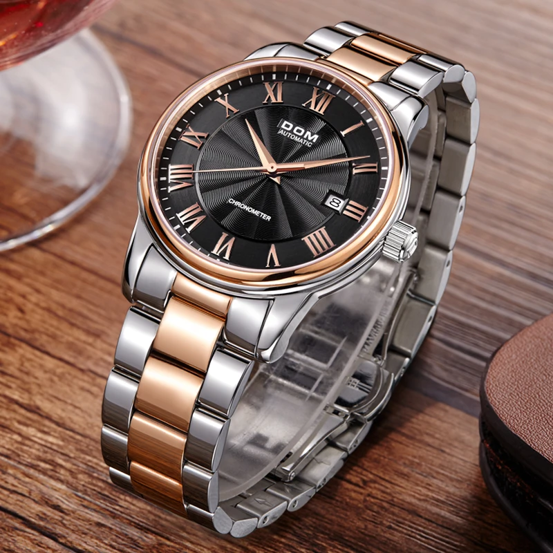 

DOM Men Watch Top Brand Luxury Waterproof Mechanical Watches Stainless Steel Sapphire Crystal Automatic Hombre M-8040