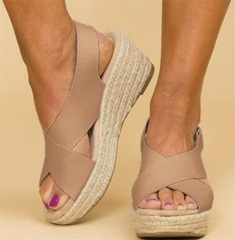Летние женские босоножки; повседневная обувь на толстой подошве размера плюс 43; удобная женская обувь в римском стиле на платформе с открытым носком без застежки; Z098