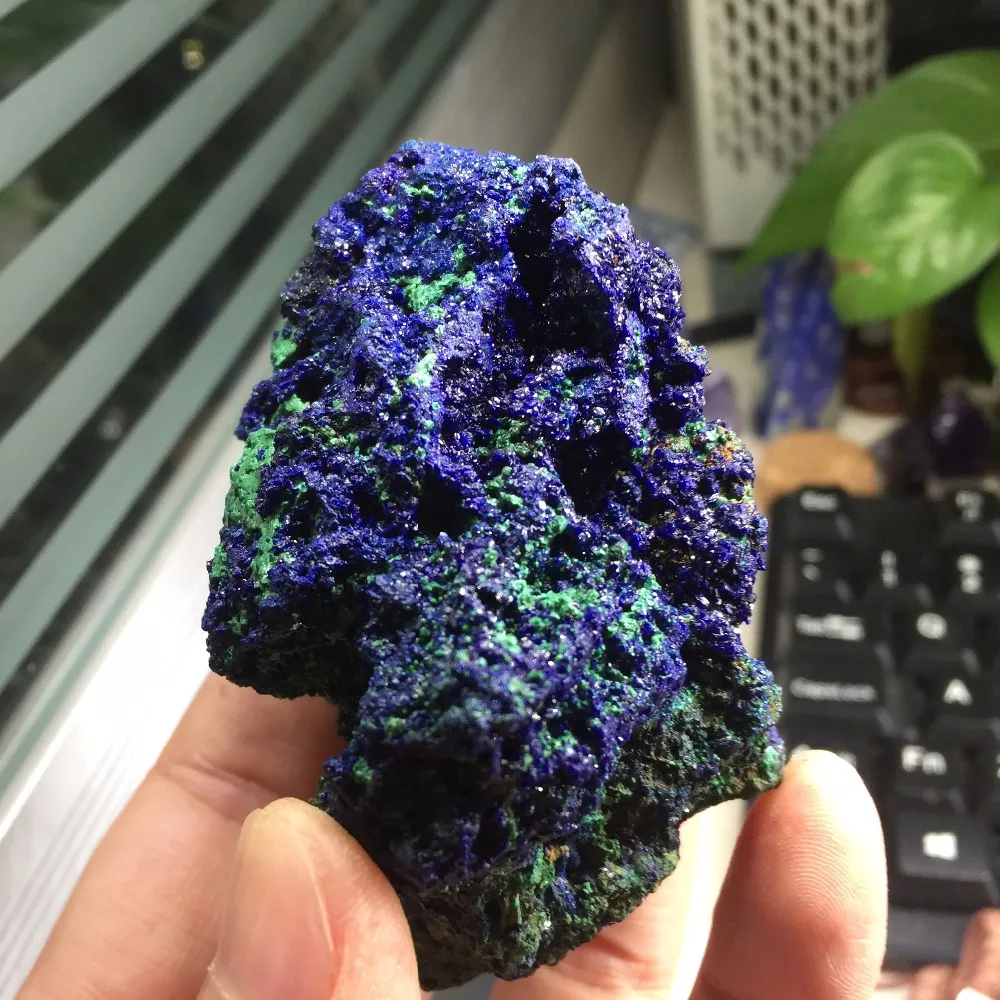 

180g Natural Chessylite Material Specimen Azurite Geode Bule and Green Healing Stone Reiki Decor Home Ornaments #BH1104
