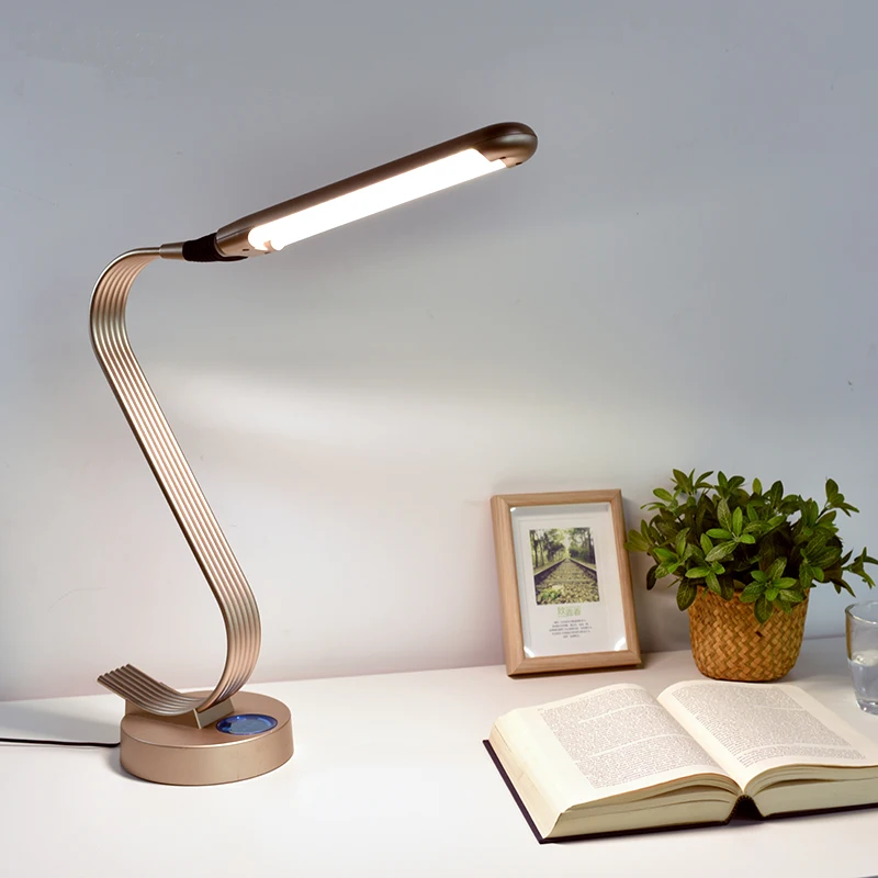 High Power Anti Glare LED Desk Lamp 15W Slide Touch Control Metal Table