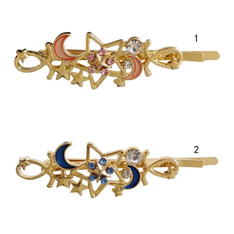 

Minimalist Geometric Hollow Star Moon Hair Clips Women Girls Glitter Rhinestone Oil Drop Hairpin Candy Color Side Bangs Barrette
