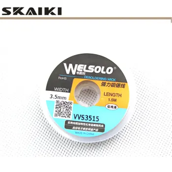 

Free ship 1pcs 3.5mm width 15m length WS 3515 soldering wire WELSOLO Desoldering wick solder for Soldering Accessory solder