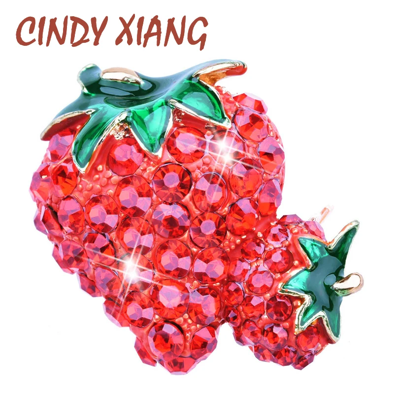CINDY XIANG Стразы Броши клубника Для женщин модные ювелирные изделия фруктовые
