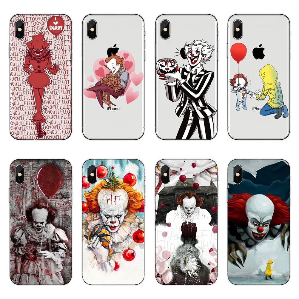 Мягкий ТПУ чехол для телефона Pennywise Clown Horror iPhone X 8 Plus высококачественный