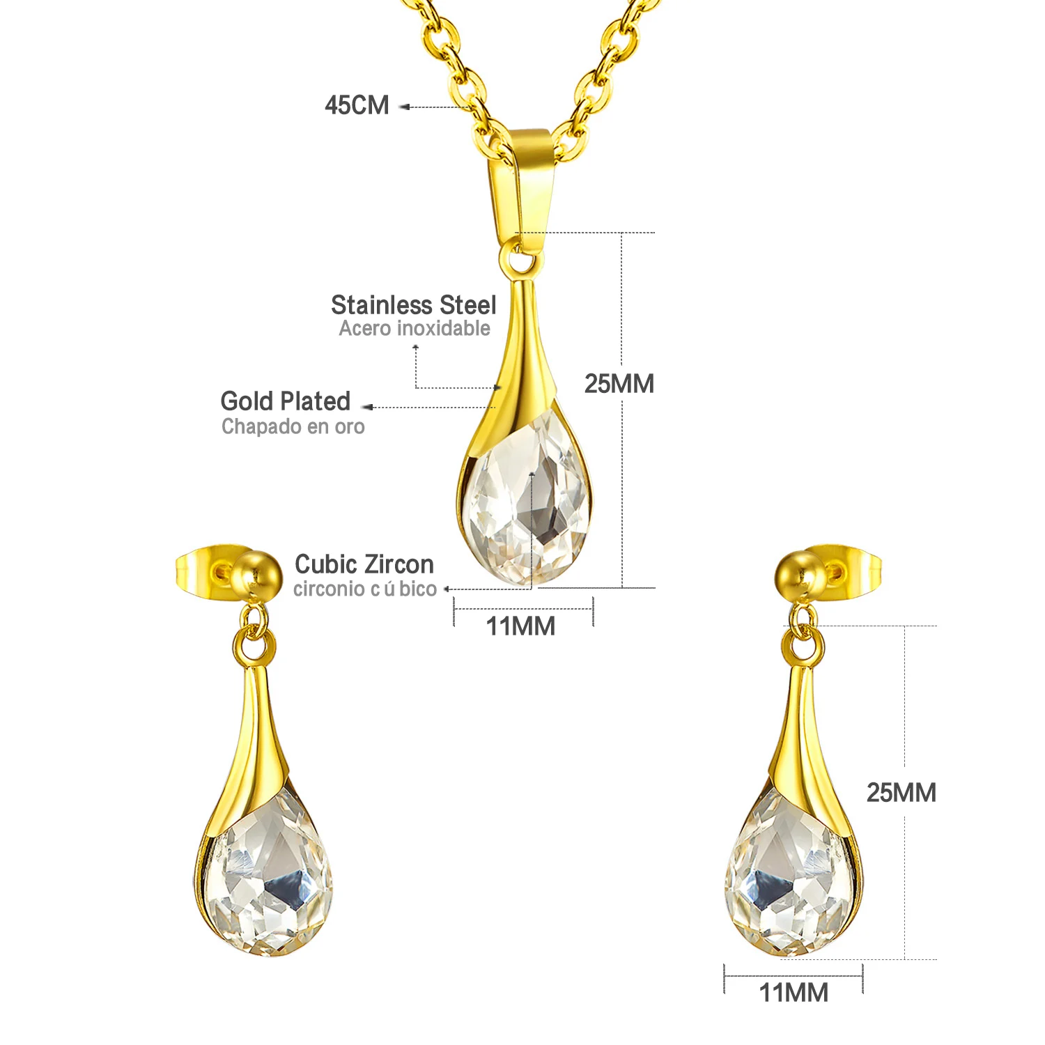 Комплект из колье и серёг LUXUISTEEL ожерелье нержавеющей стали в форме шипа с