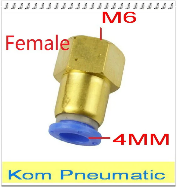 10X Free Shipping APCF PCF 4mm M6 Pneumatic 4MM Tube Push In M6 Thread