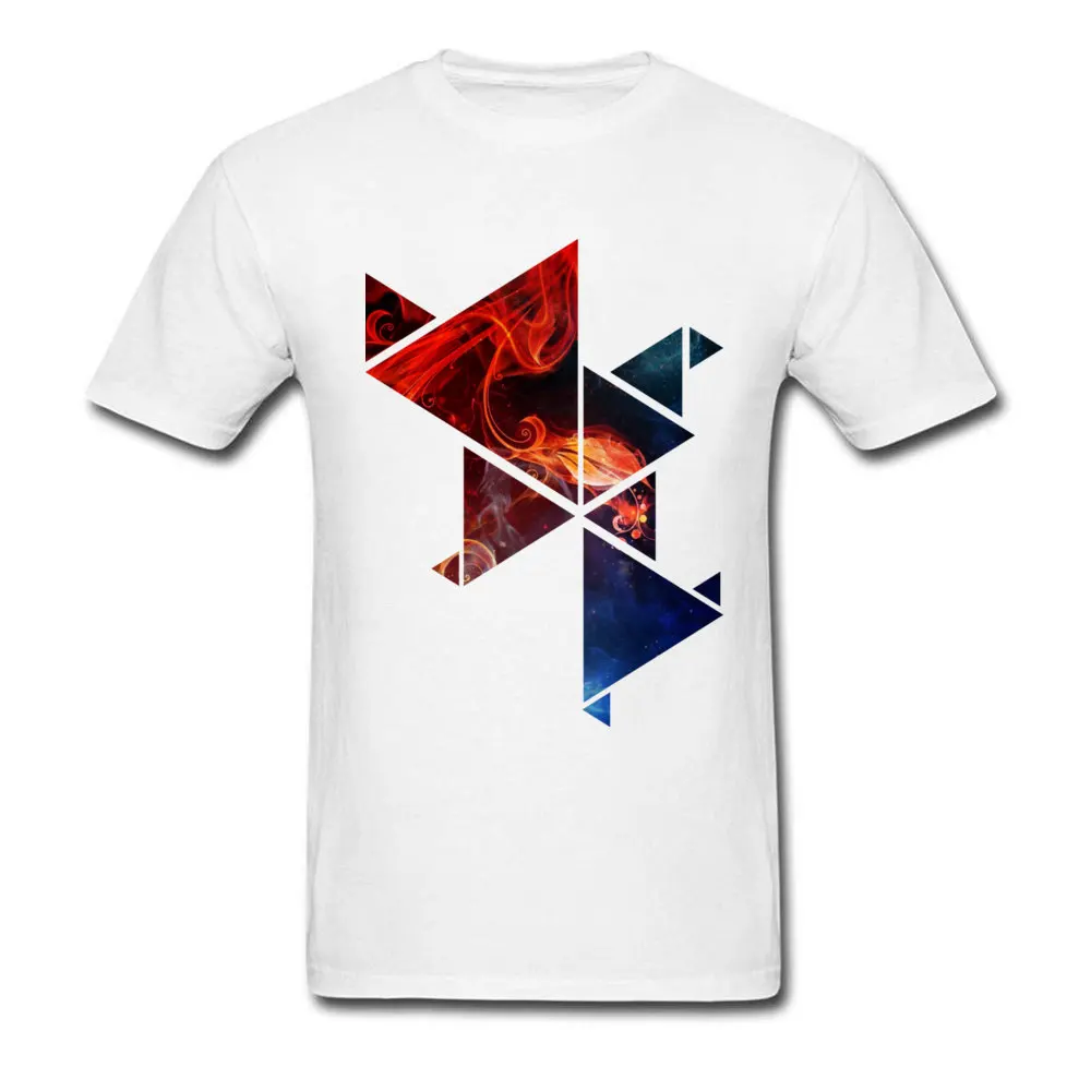 Abstract geometric T-Shirt for Men Geek Fall Tops & Tees Short Sleeve Retro Casual Tee Shirts O Neck Pure Cotton Abstract geometric white