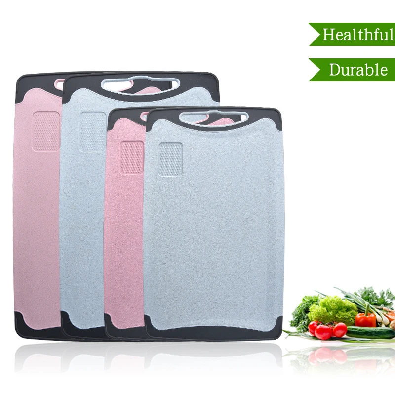 

Cutting Board Chopping Board with Garlic Grinder for Vegetable Fruit Meat Cheese, Anti-skid Design, Wheat Straw Kitchen Supplies