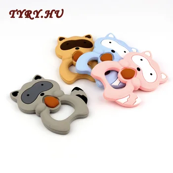 

Raccoon Teether Silicone Teething Beads Rubber Teething Ring For Baby Pendant Toys With Rope Nursing Baby Teethers