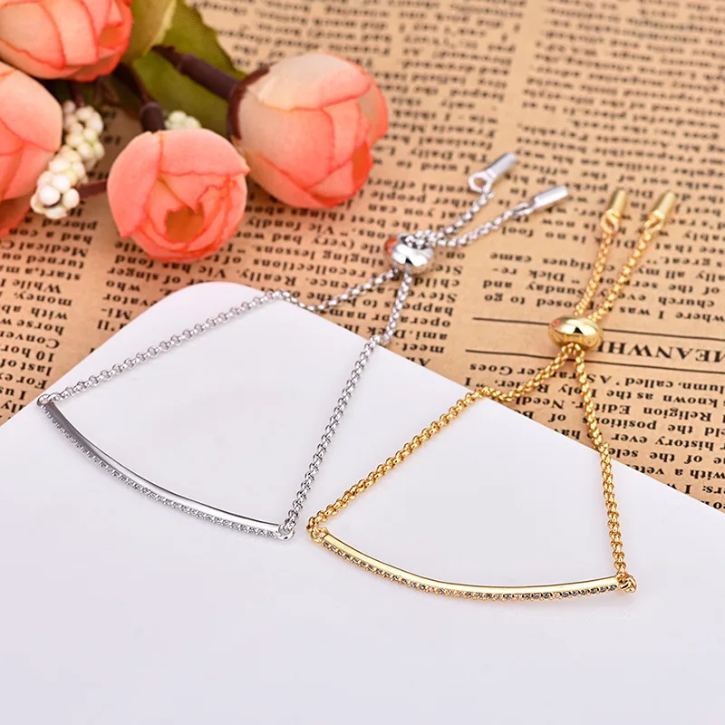 

High Quality New Fashion Zircon Bracelet Gold And Silver Color Simple Crystal Bracelets For Women Jewelry ZK40