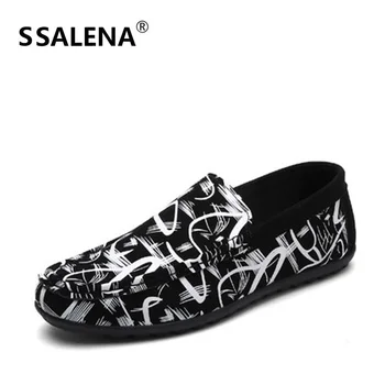 

Spring Autumn Mens Slip On Casual Shoes Breathable Printing Round Toe Driving Shoes Male Comfortable Loafers Flat Shoes AA20617
