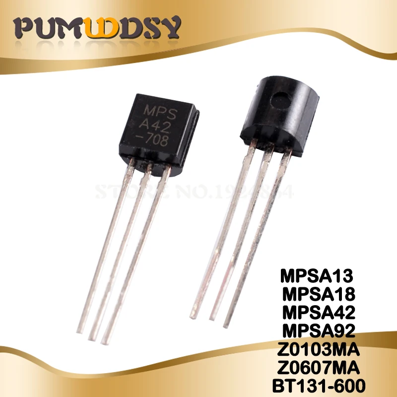 100 шт. MPSA42 MPSA13 MPSA92 MPSA18 Z0103MA Z0607MA BT169D BT131-600 A42 A13 A92 0103MA Z0103 Z0607 0607MA 131-600 транзисторы IC