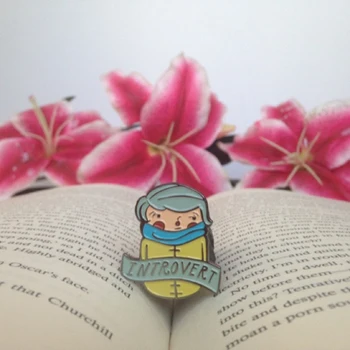 

Introverted Boy Girl Brooch Banner Pin Introvert's Brooches Lapel pins Badges Brooches Enamel pins Anti-People Person Jewelry