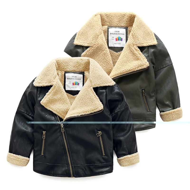 New boy baby zipper leather 2016 winter Korea children s wear children s lapels and fleece