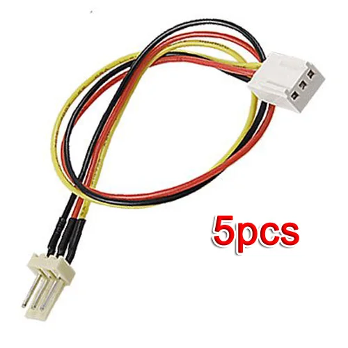 PC Fan 3 Pin Male to Female Extension Power Cable Cord 5Pcsin Power