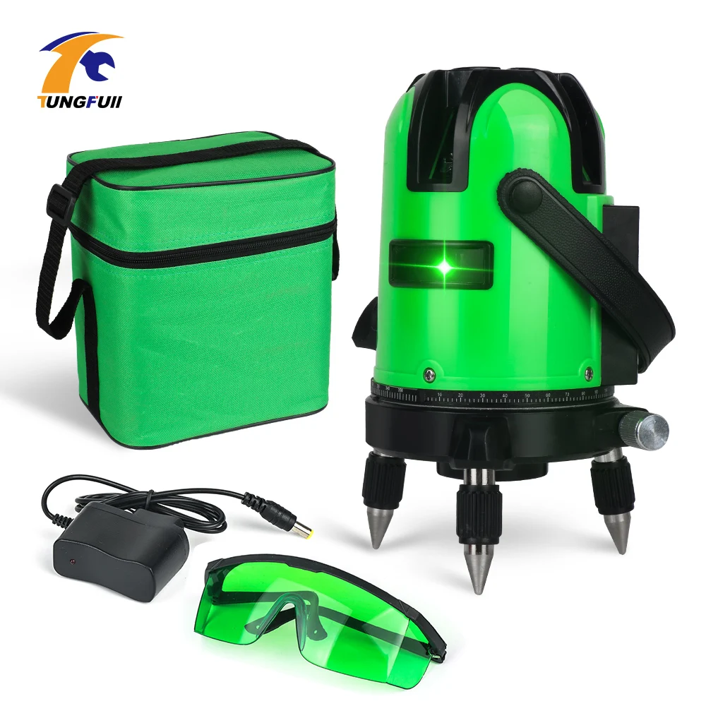 

Self Leveling Laser Level 5 Line 6 Point Laser Level Green Beam Bracket 360 Degrees Rotary 635nm Outdoor Mode Receiver