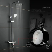 Dofaso all cooper 20cm rain shower Thermostatic Shower Mixer Set Rainfall Bath Tap thermostatic shower faucet concealed thermostatic shower set panel bathroom mixer faucet bath tap sus304 ceiling shower head 300x300 rain mist bf5203