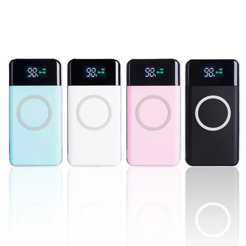 10000mAh Wireless Charging Dual USB Power Bank Wireless Charger Poverbank Battery External Portable with LED Light for Phones