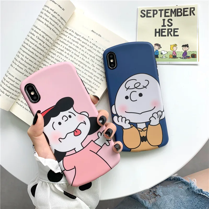 

New cute cartoon boy girl phone case for iphone xs max xr x hot couple silicone soft oval and arc cover for iphone 6 s 7 8 plus