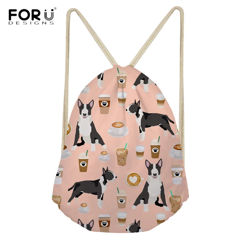 

FORUDESIGNS Drawstring Backpack Cute Animal Bull Terrier Print String Bag School Backpack for Teenage Boys Kids Drawstring Bags
