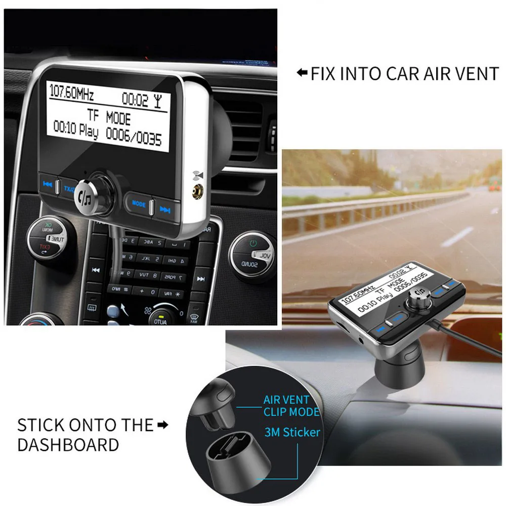 Автомобильный Bluetooth MP3 плеер поддержка TF карты FM передатчик Hnadfree QC3.0 быстрая
