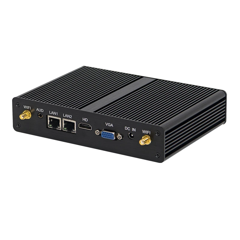 Новейшая акция с 2 * COM безвентиляторный мини ПК Поддержка windows HDMI VGA dual LAN 8G Barebone