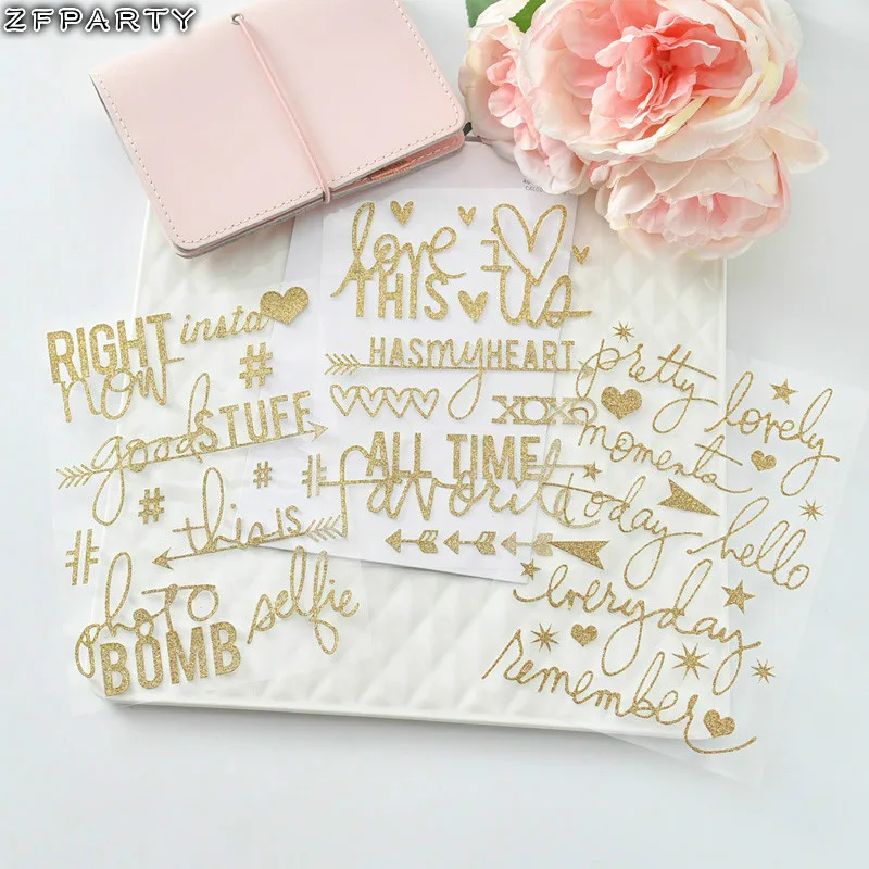 

ZFPARTY Gold Phrase Tags Self- adhesive Sticker for Scrapbooking/ DIY Crafts/ Card Making Decoration