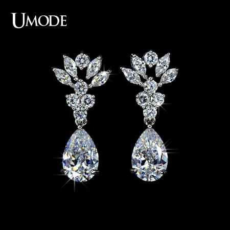 font b UMODE b font Rhodium plated Dangle font b Earrings b font Fashion Jewelry