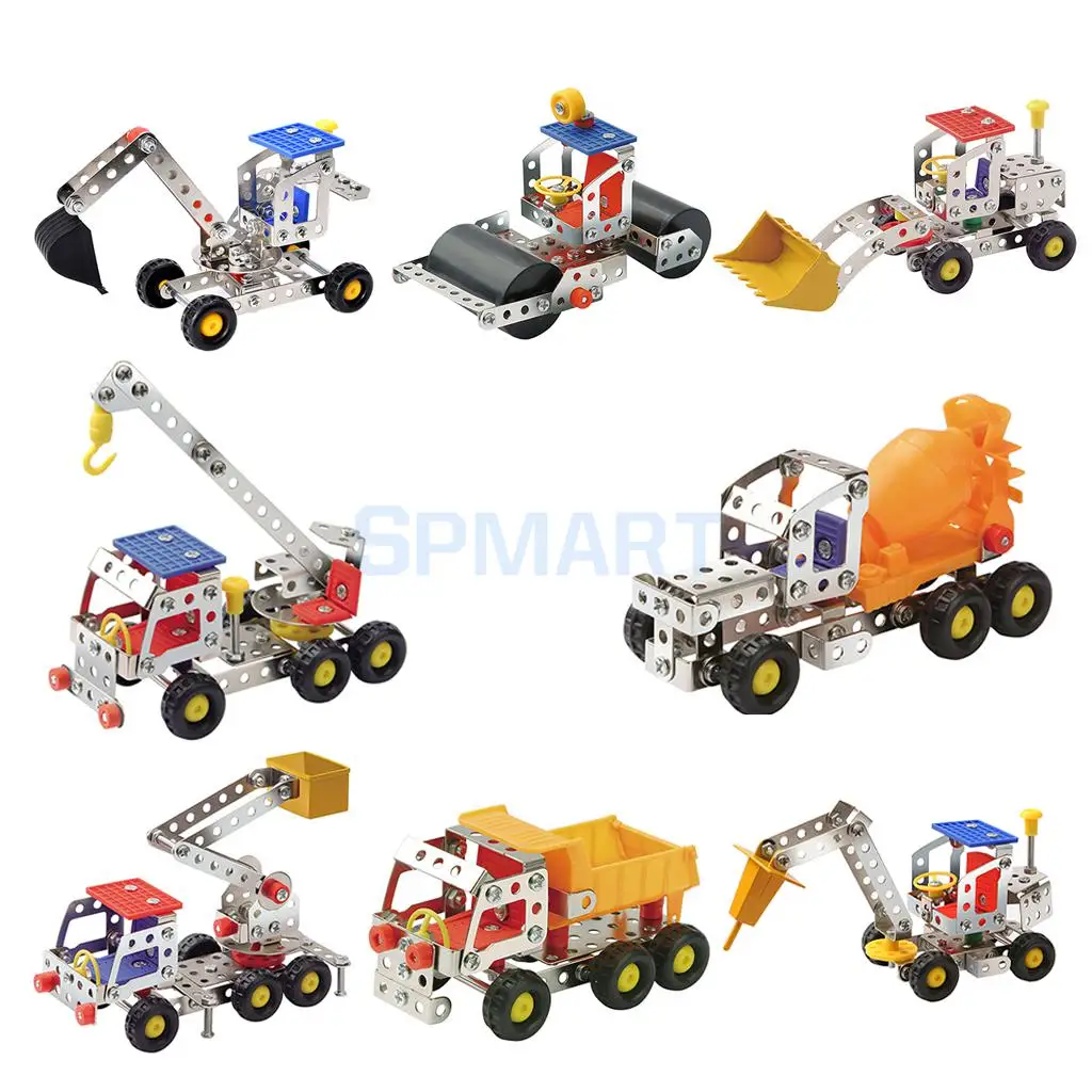 Metal DIY Toy Assembly Model Kit Building Block Construction Truck